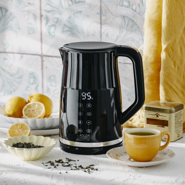 Fierbator de apa Adler AD 1350, 1.7 l, 1850-2200 W, Display tactil, Baza rotativa 360 (Negru)