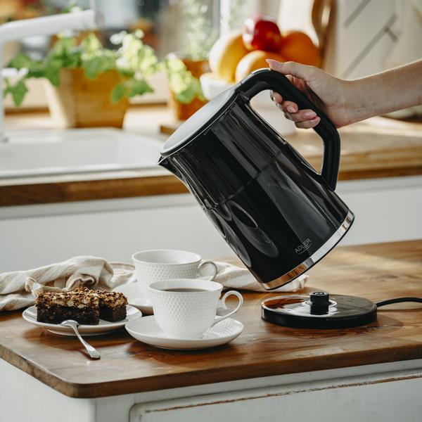 Fierbator de apa Adler AD 1350, 1.7 l, 1850-2200 W, Display tactil, Baza rotativa 360 (Negru)