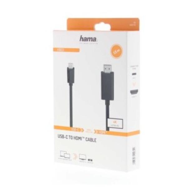 Cablu USB-C, Hama, HDMI tata, Ultra-HD, 4K, 3 m (Negru)