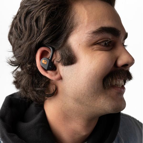 Casti Alergare Skullcandy Push Play Active, True Wireless, Bluetooth, Multipoint, IP55, Autonomie 34 ore, Preppy Summer (Negru/Portocaliu)
