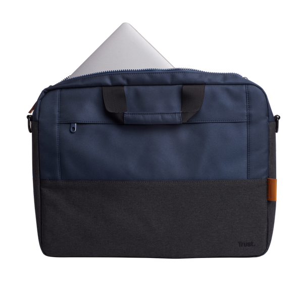 Geanta laptop Trust Lisboa  15.6inch,2 compartimente, material POM, RPET Polyester, RPET, volum 2.1 L, Albastru