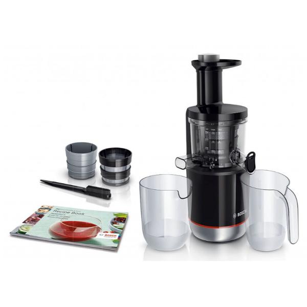 Storcator de fructe si legume Bosch VitaExtract MESM731M, 150 W, 55 rpm, 3 filtre, melc din Tritan, reverse, DripStop (Negru)
