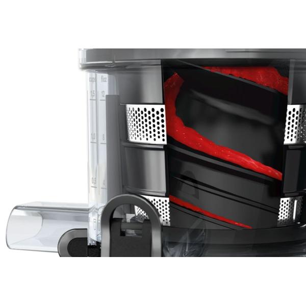 Storcator de fructe si legume Bosch VitaExtract MESM731M, 150 W, 55 rpm, 3 filtre, melc din Tritan, reverse, DripStop (Negru)