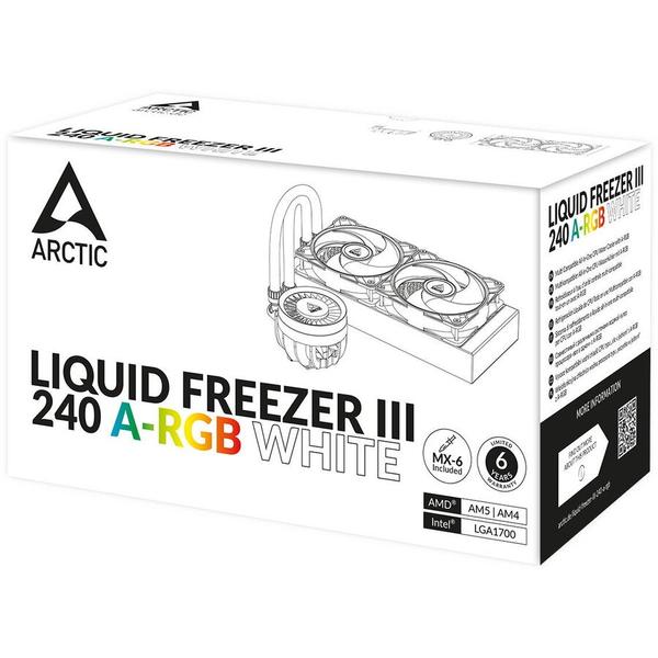 Cooler CPU Arctic Freezer III 280 A-RGB, Racire cu lichid, iluminare aRGB, 2x 140mm, 1900 rpm, PWM (Alb)