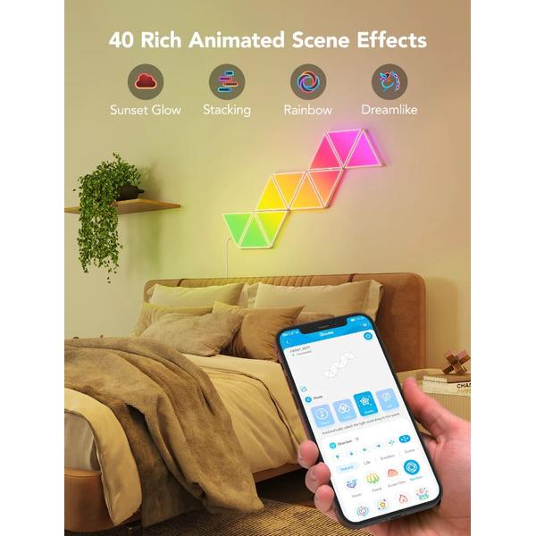 Kit 10 Panouri luminoase inteligente Govee Glide Triangle, RGBIC, Voice assistants
