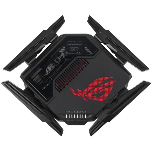 Router Gaming Wireless ASUS ROG Rapture GT-BE98, Quad-Band, WiFi 7, Gigabit, 25000 Mbps, 8 Antene (Negru)