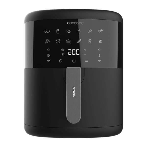 Friteuza cu aer cald fara ulei Cecotec Bombastik 6000, 1700W, 6L, Control tactil, 12 programe presetate, Negru