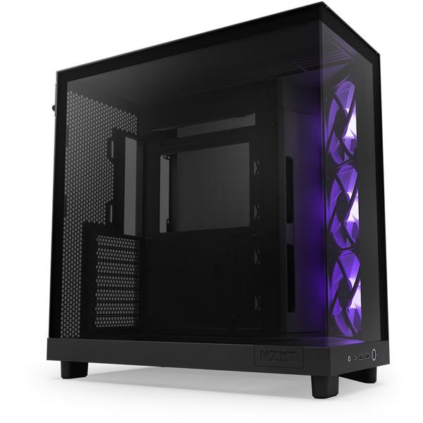 Carcasa NZXT H6 Flow RGB, Compact Dual-chamber, MiddleTower, Negru