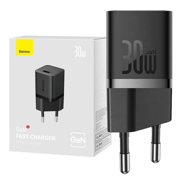 Incarcator retea Baseus, GaN5 Fast Charger 30W, 1 x USB Type-C 5V/3A, Negru