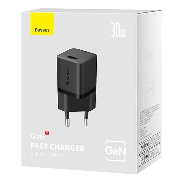 Incarcator retea Baseus, GaN5 Fast Charger 30W, 1 x USB Type-C 5V/3A, Negru