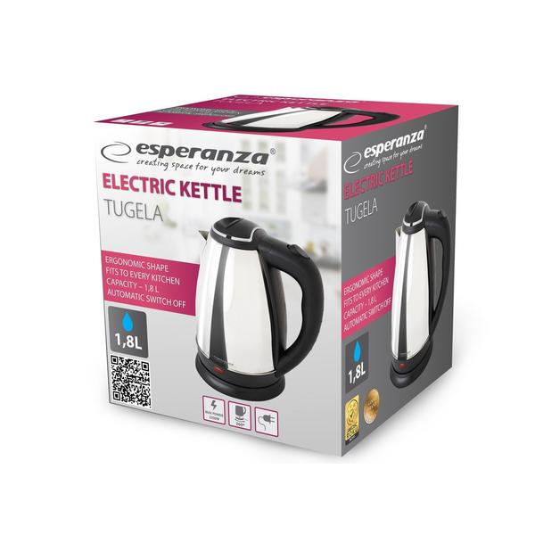 Fierbator Esperanza EKK104S Tugela, 2200W, 1.8L, Otel inoxidabil, Argintiu