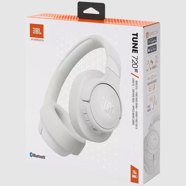 Casti Stereo Wireless JBL Tune 720BT, JBL Pure Bass Sound, Bluetooth 5.3, Conexiune multi-point, Asistent vocal (Alb)