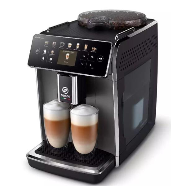 Espressor automat Saeco GranAroma SM6582/10, 16 bauturi, Ecran TFT color, 6 Profiluri utilizator, Filtru AquaClean, Rasnita ceramica, Functie DoubleShot (Negru/Argintiu)