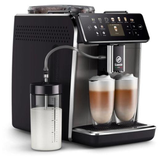 Espressor automat Saeco GranAroma SM6582/10, 16 bauturi, Ecran TFT color, 6 Profiluri utilizator, Filtru AquaClean, Rasnita ceramica, Functie DoubleShot (Negru/Argintiu)