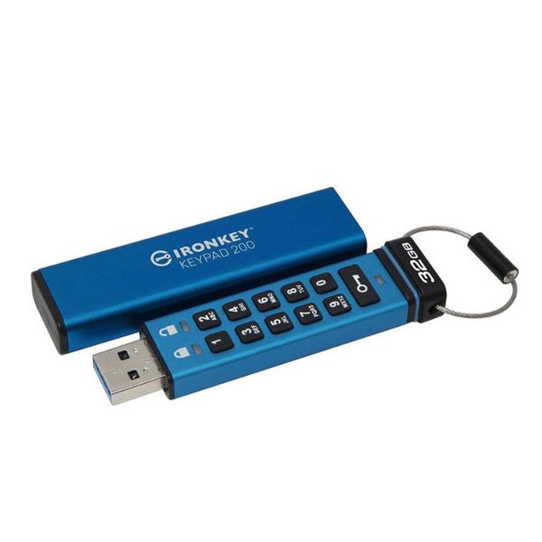 Stick USB Kingston Ironkey Keypad 200, 32GB, USB 3.2 (Albastru)