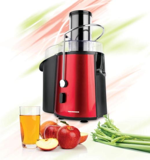 Storcator de fructe si legume Heinner XF-1000RD, 1000 W, Recipient suc 1 L, Recipient pulpa 2 L, 2 Viteze (Negru/Rosu)
