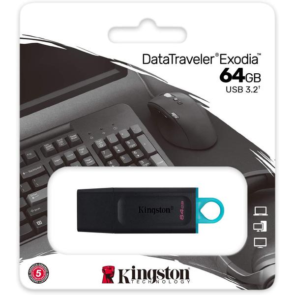Stick USB KINGSTON DataTraveler Exodia 64GB, USB 3.2 Gen 1 (Negru)