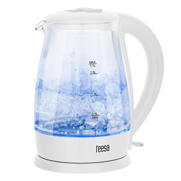 Fierbator de apa Teesa TSA1511W, 2200 W, 1.7 l, Sticla (Alb)