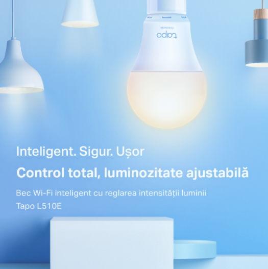 Bec inteligent TP-LINK Tapo L510E, 8.7W, E27, Wi-Fi, intensitate reglabila, control prin smartphone cu aplicatia TAPO
