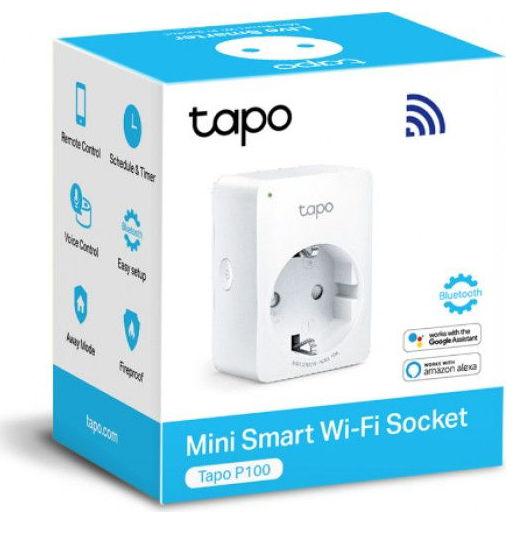 Priza Wi-Fi inteligenta TP-LINK Tapo P100, Schuko, compatibila Google Assistant si Amazon Alexa, programabila (Alb)