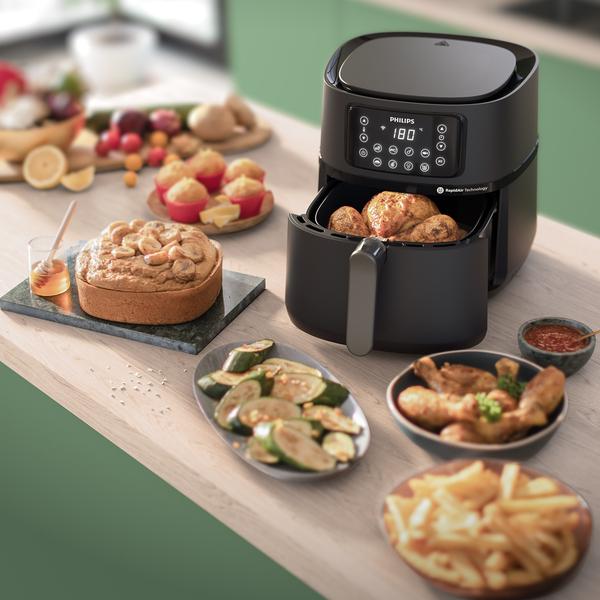 Friteuza fara ulei Philips HD9285/93 seria 5000 XXL conectat, 16 in 1 functii de gatit, 7.2 l (1.4 kg), Tehnologie Rapid Air, Conectat la aplicatia NutriU, Controlul timpului: Pana la 60 de minute