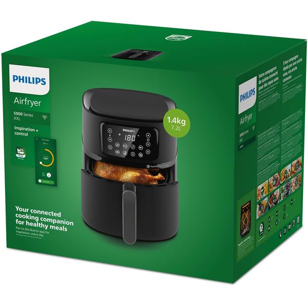 Friteuza fara ulei Philips HD9285/93 seria 5000 XXL conectat, 16 in 1 functii de gatit, 7.2 l (1.4 kg), Tehnologie Rapid Air, Conectat la aplicatia NutriU, Controlul timpului: Pana la 60 de minute