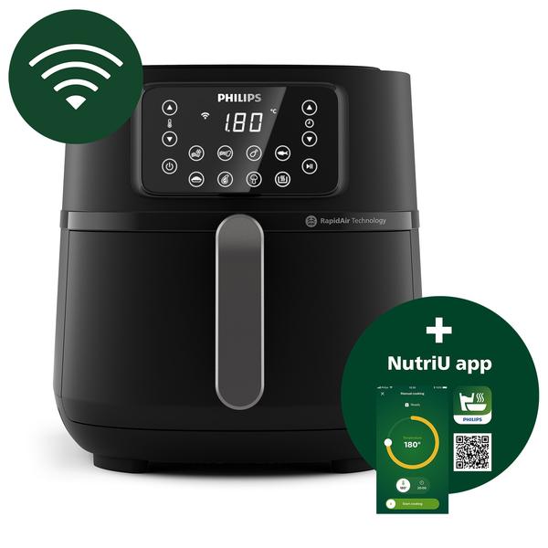 Friteuza fara ulei Philips HD9285/93 seria 5000 XXL conectat, 16 in 1 functii de gatit, 7.2 l (1.4 kg), Tehnologie Rapid Air, Conectat la aplicatia NutriU, Controlul timpului: Pana la 60 de minute