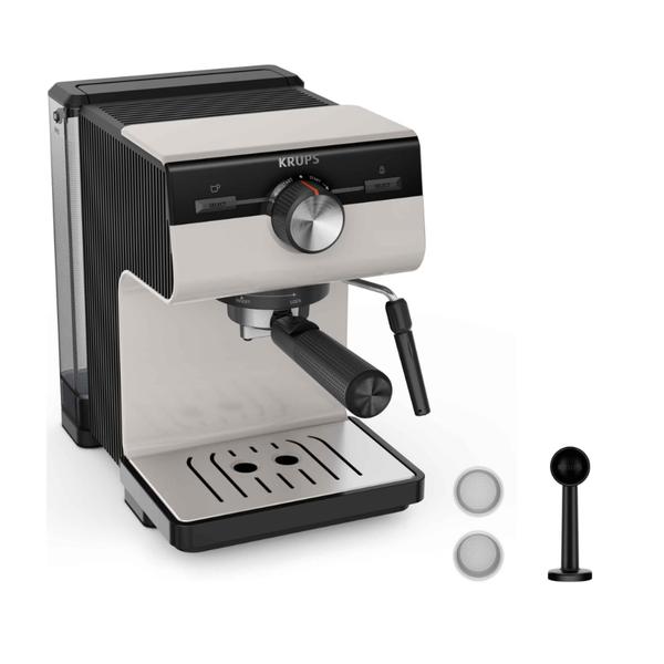 Espressor manual Krups Authentic C40 XP381B10, 15 bari, rezervor apa detasabil 2 L, duza spumare lapte, functie apa fierbinte, oprire automata (Gri)
