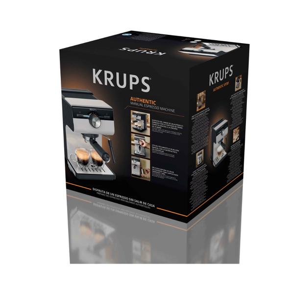 Espressor manual Krups Authentic C40 XP381B10, 15 bari, rezervor apa detasabil 2 L, duza spumare lapte, functie apa fierbinte, oprire automata (Gri)
