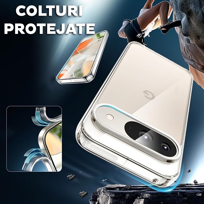 Husa pentru Google Pixel 9 Pro XL Daden® Transparent Clear, Protectie Camera, Antisoc, Transparenta