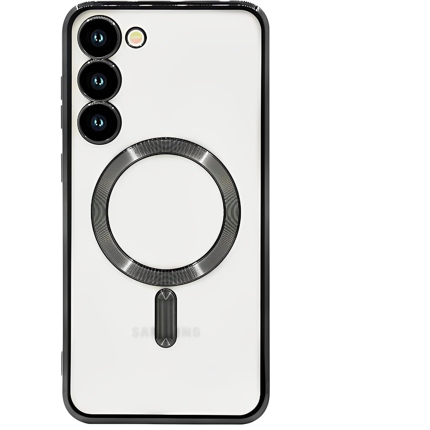 Husa compatibila cu Samsung Galaxy S24 Plus, ALC MOBILE, pentru telefon mobil cu protectie pentru camera, compatibila cu husa de protectie MagSafe, transparenta, care nu se ingalbeneste, rezistenta la socuri, contur Negru