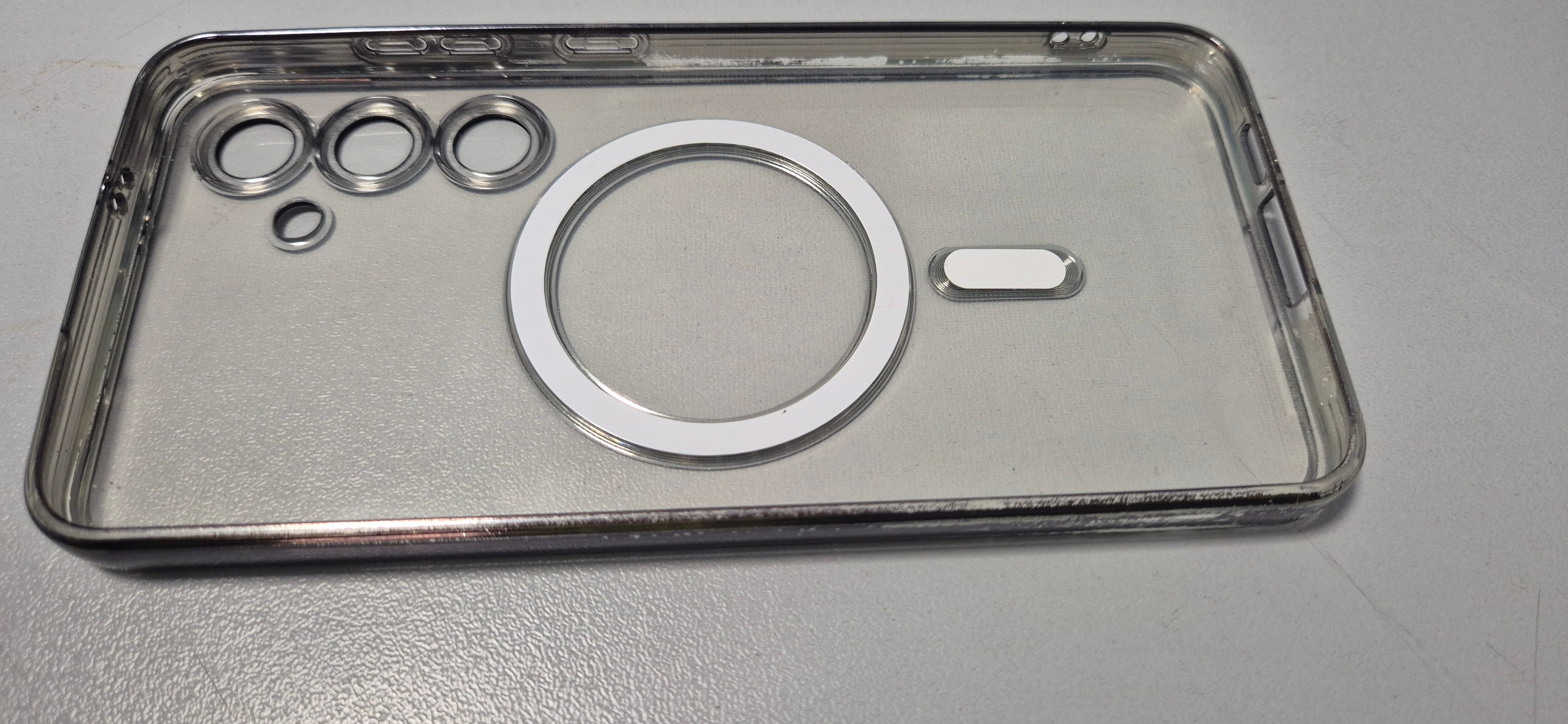 Husa compatibila cu Samsung Galaxy S24 Plus, ALC MOBILE, pentru telefon mobil cu protectie pentru camera, compatibila cu husa de protectie MagSafe, transparenta, care nu se ingalbeneste, rezistenta la socuri, contur Negru