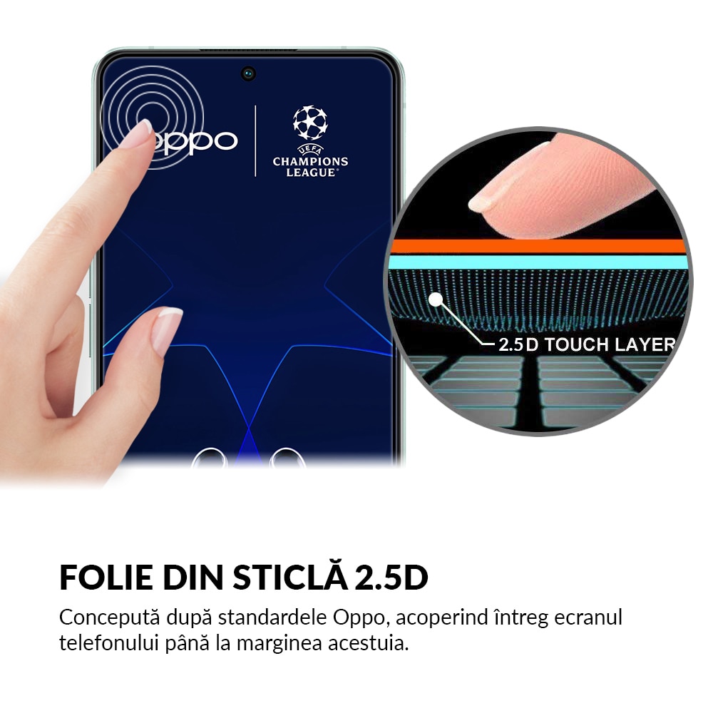 Folie Sticla Dr.Shield, Compatibil OPPO Reno8 Pro 5G, Full Glue, Protectie Profesionala 2.5D