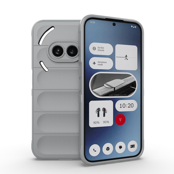Husa telefon, pentru Nothing Phone 2a 5G Heavy Duty 3D cu dungi senzoriale Soft Silicone Full Portection Rezistent la socuri, Gri deschis