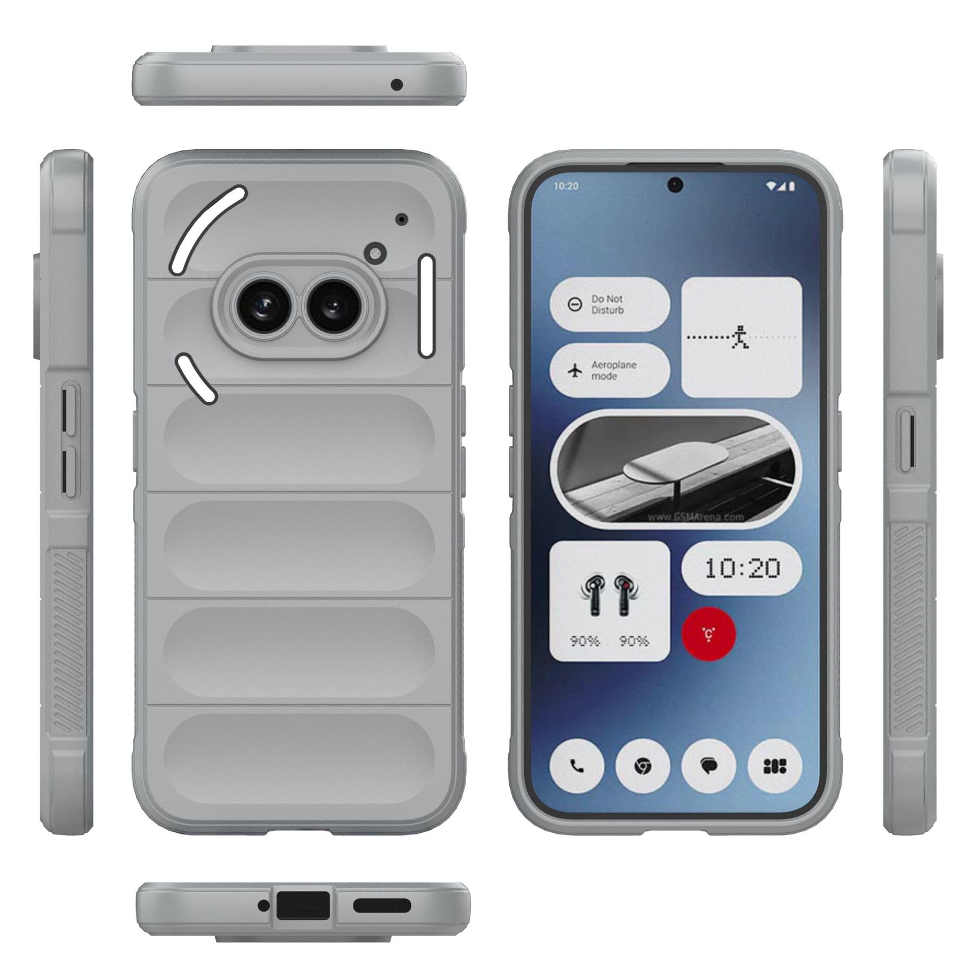 Husa telefon, pentru Nothing Phone 2a 5G Heavy Duty 3D cu dungi senzoriale Soft Silicone Full Portection Rezistent la socuri, Gri deschis