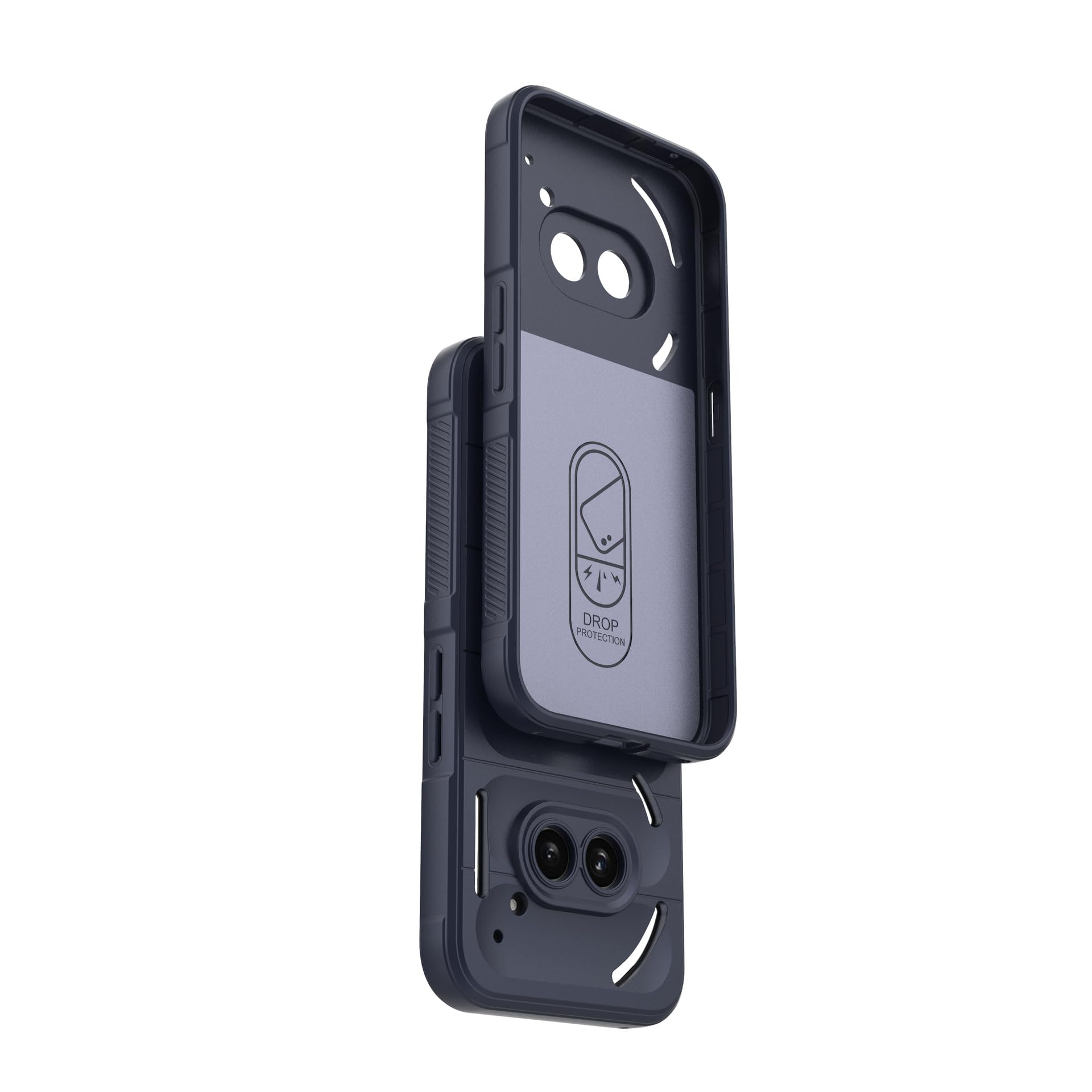 Husa telefon, pentru Nothing Phone 2a 5G Heavy Duty 3D cu dungi senzoriale Soft Silicone Full Portection Rezistent la socuri, Gri deschis