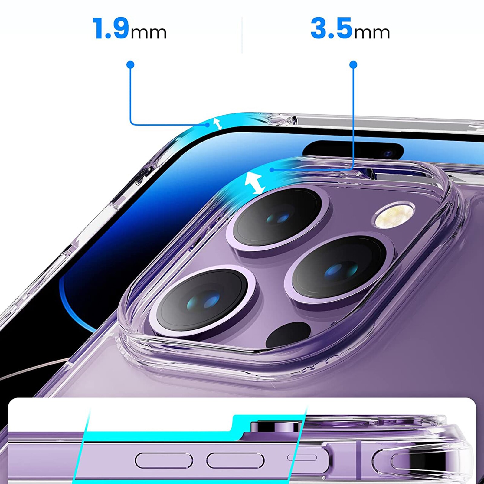 Husa TPU Antisoc pentru iPhone 14 Pro Max, PremiumCell, Silicon, Protectie Antisoc, Camera Ultra Safe, Transparenta
