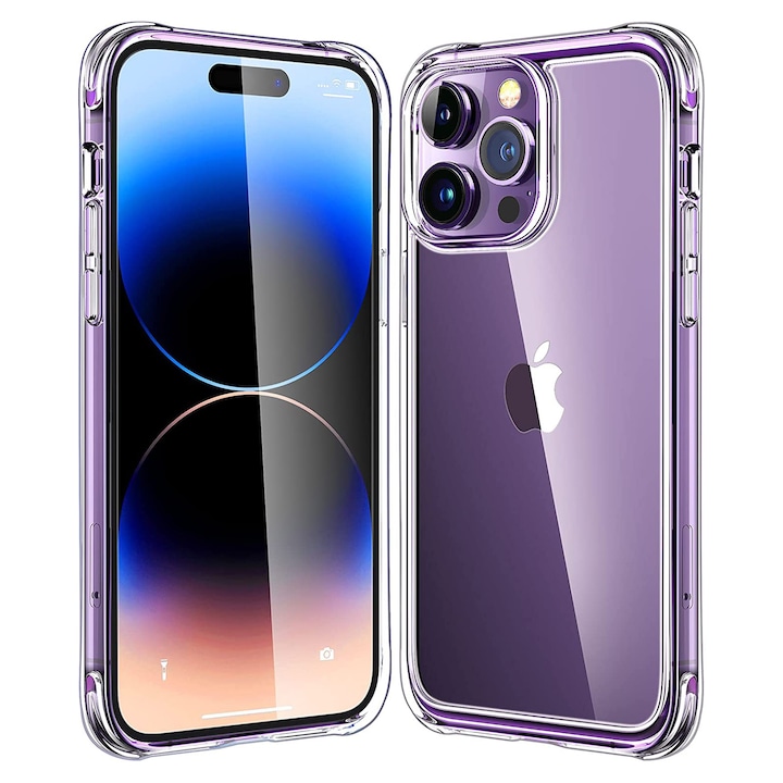 Husa TPU Antisoc pentru iPhone 14 Pro Max, PremiumCell, Silicon, Protectie Antisoc, Camera Ultra Safe, Transparenta