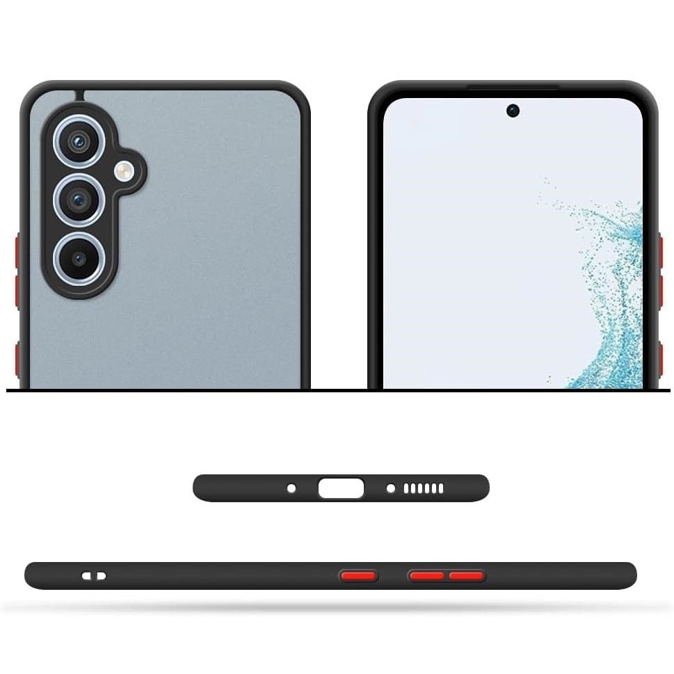 Husa hibrid ALC compatibila cu Samsung Galaxy A54 5G, husa de protectie rezistenta la zgarieturi, rezistenta la socuri, cadru TPU negru cu capac dur usor transparent pe spate