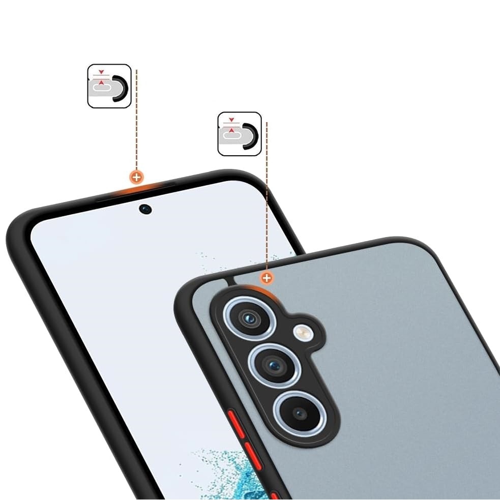 Husa hibrid ALC compatibila cu Samsung Galaxy A54 5G, husa de protectie rezistenta la zgarieturi, rezistenta la socuri, cadru TPU negru cu capac dur usor transparent pe spate