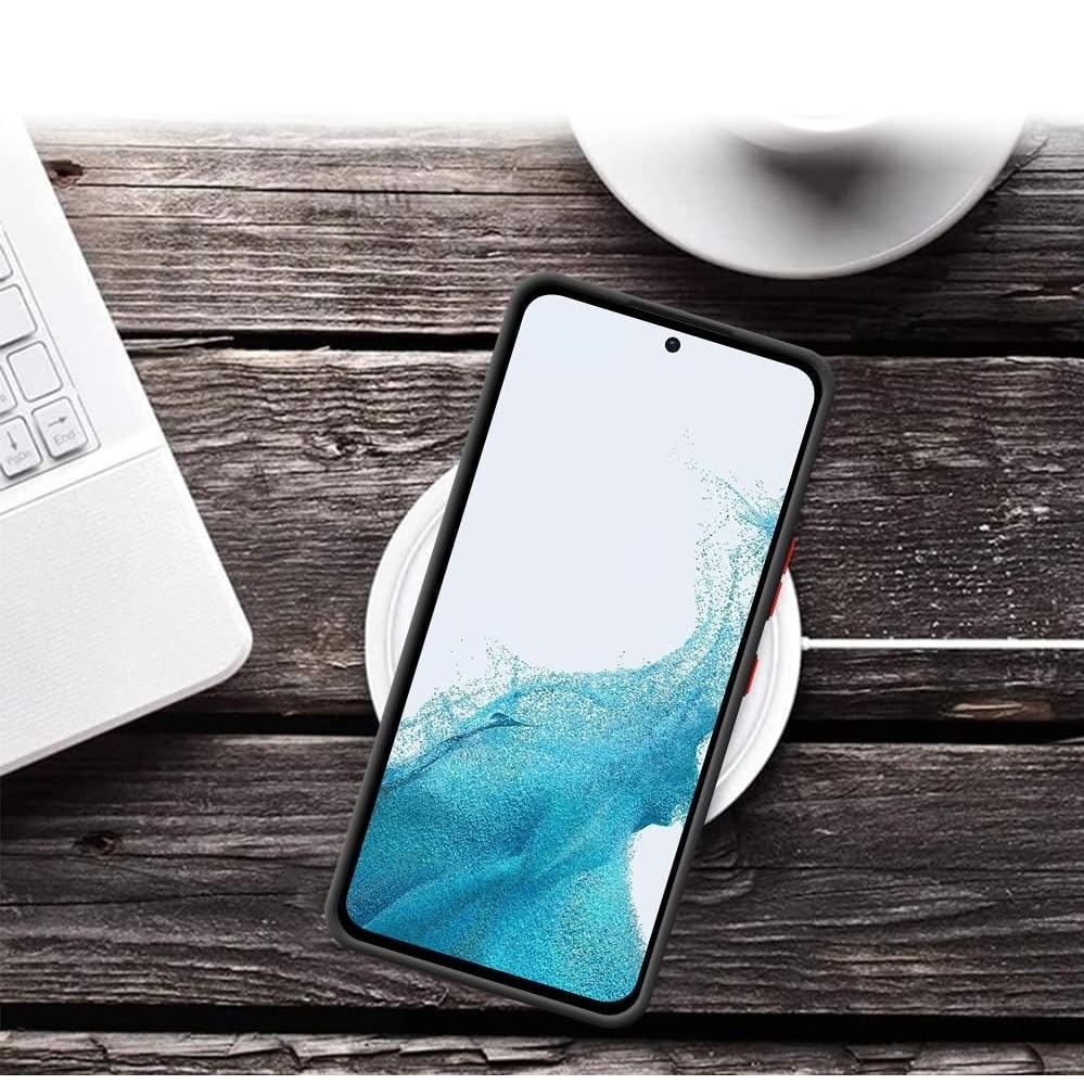 Husa hibrid ALC compatibila cu Samsung Galaxy A54 5G, husa de protectie rezistenta la zgarieturi, rezistenta la socuri, cadru TPU negru cu capac dur usor transparent pe spate