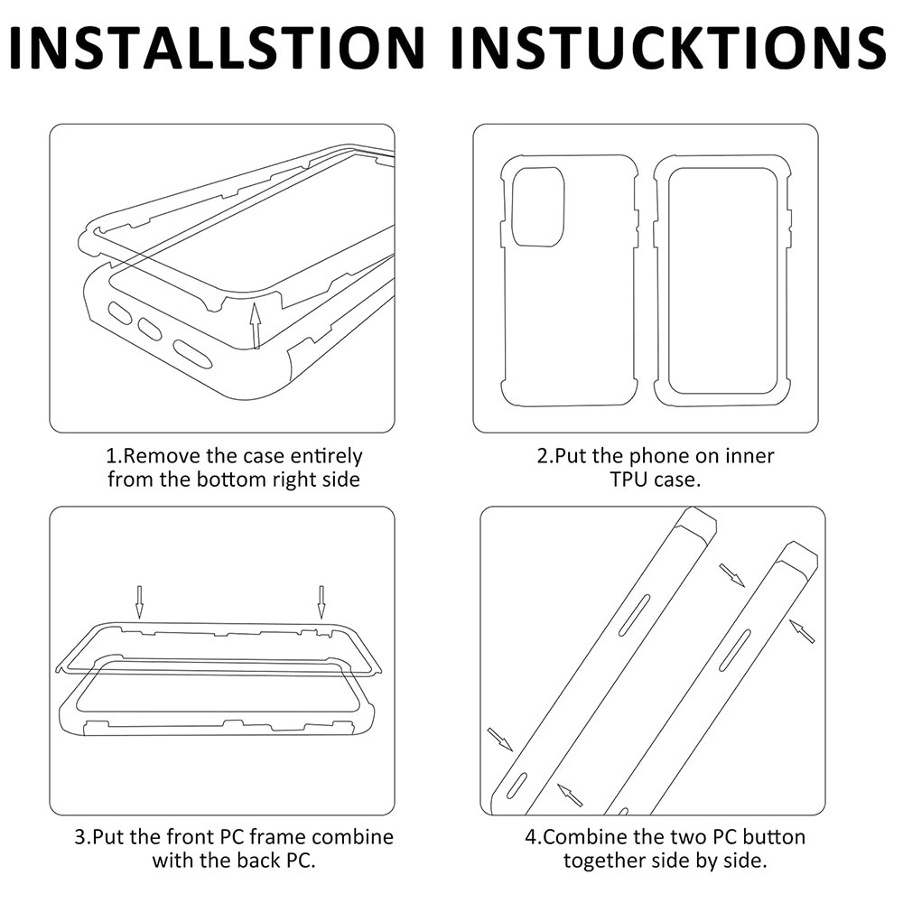 Husa 360 grade compatibila cu Xiaomi Redmi Note 13 Pro 4G, Cu protector de ecran inclus, Rezistenta la socuri, Anti-ingalbenire, Anti-zgarieturi, Durabila, Margini inaltate de 3mm, Negru/Transparent