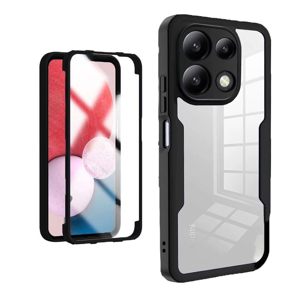 Husa 360 grade compatibila cu Xiaomi Redmi Note 13 Pro 4G, Cu protector de ecran inclus, Rezistenta la socuri, Anti-ingalbenire, Anti-zgarieturi, Durabila, Margini inaltate de 3mm, Negru/Transparent