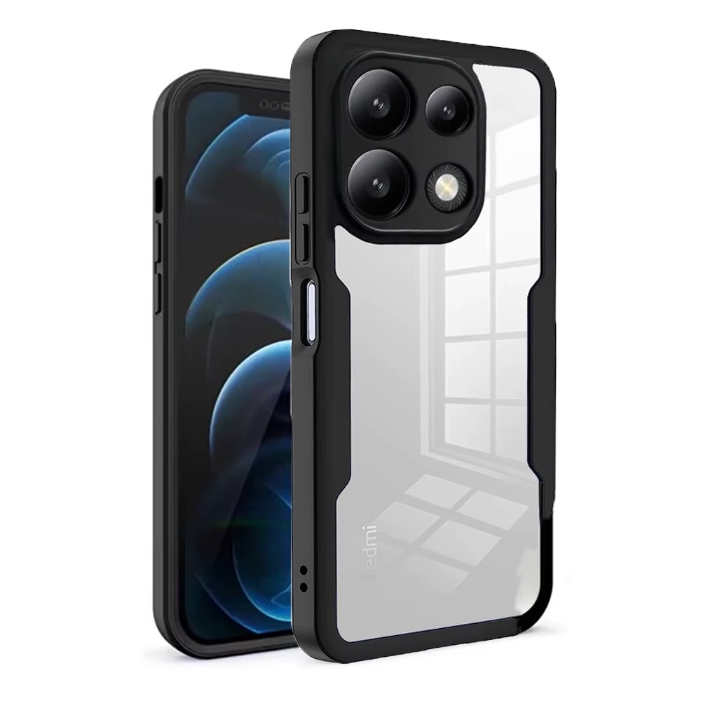 Husa 360 grade compatibila cu Xiaomi Redmi Note 13 Pro 4G, Cu protector de ecran inclus, Rezistenta la socuri, Anti-ingalbenire, Anti-zgarieturi, Durabila, Margini inaltate de 3mm, Negru/Transparent