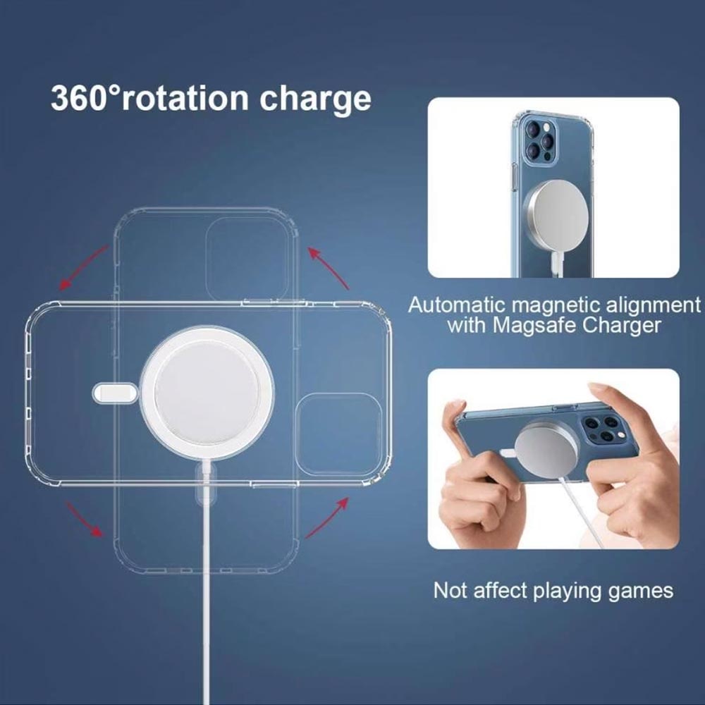 Intelli® Set Husa si 2x Folie sticla pentru Apple iPhone 13 Mini, MagSafe Anti-Shock, Protectie 360 spate + ecran, Colturi intarite, Transparent