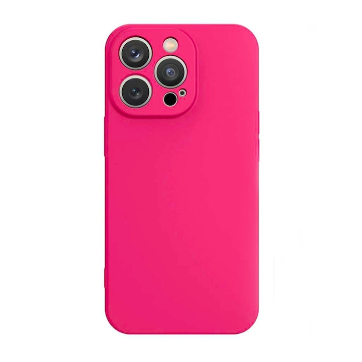 Husa Silicon Jelly G-Tech Liquid, Compatibil cu Apple iPhone 14 Pro Max, Protectie la Camera, din silicon, Microfibra in Interior, Fucsia