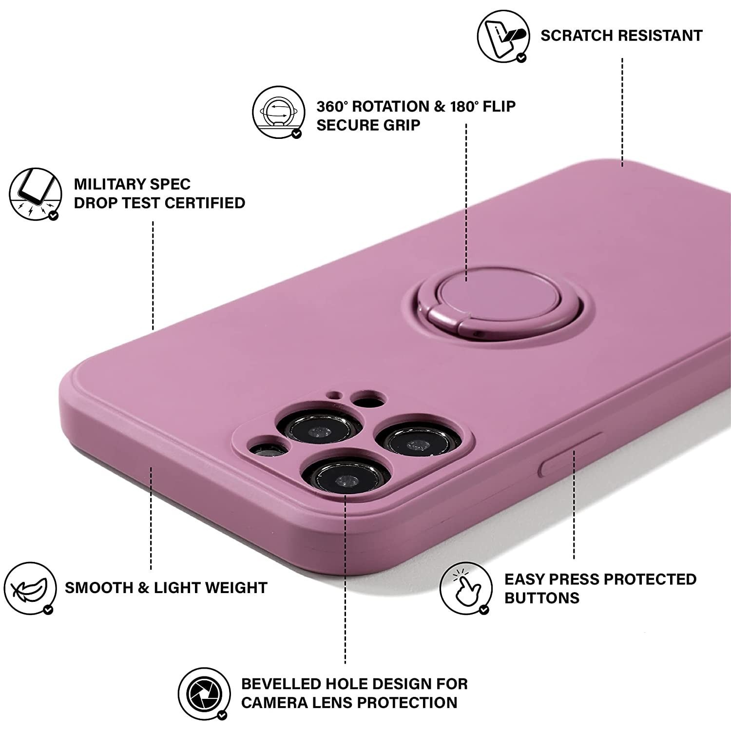 Husa protectie Flippy compatibila cu Samsung A32 5G Liquid Silicone Ring cu suport rotativ Mov