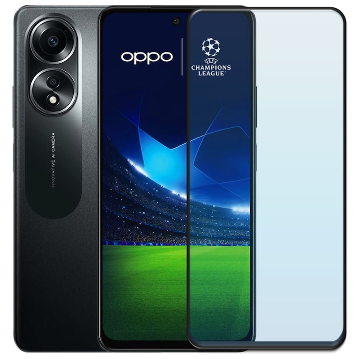 Folie din sticla securizata pentru Oppo A58 4G, HAMSTERBOX Glass Shield, Protectie completa ecran, Full face, Aplicare rapida, Case Friendly, Transparenta