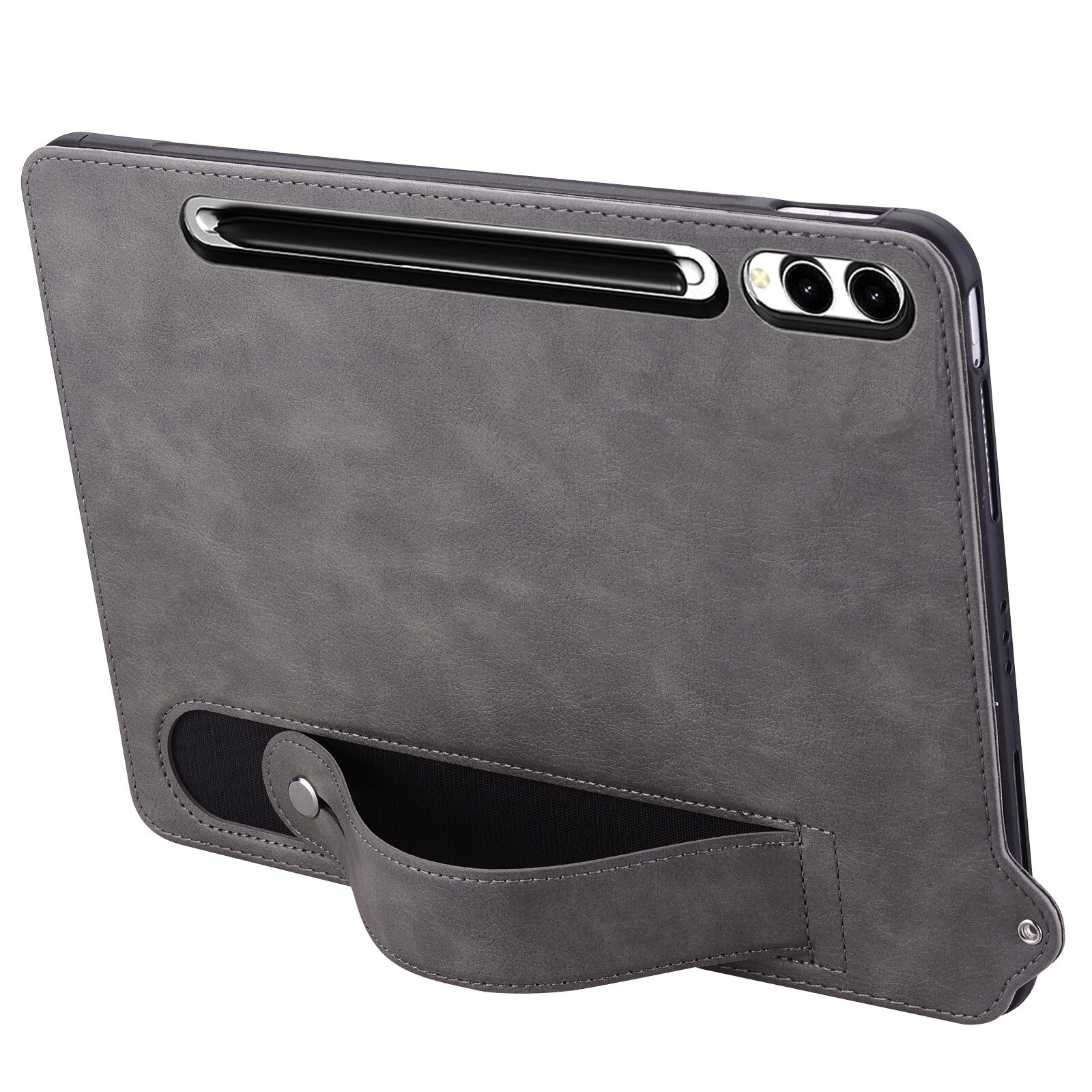 Husa tableta compatibila cu Samsung Galaxy Tab S10 Ultra / S9 Ultra, piele TPU cu bratara, gri