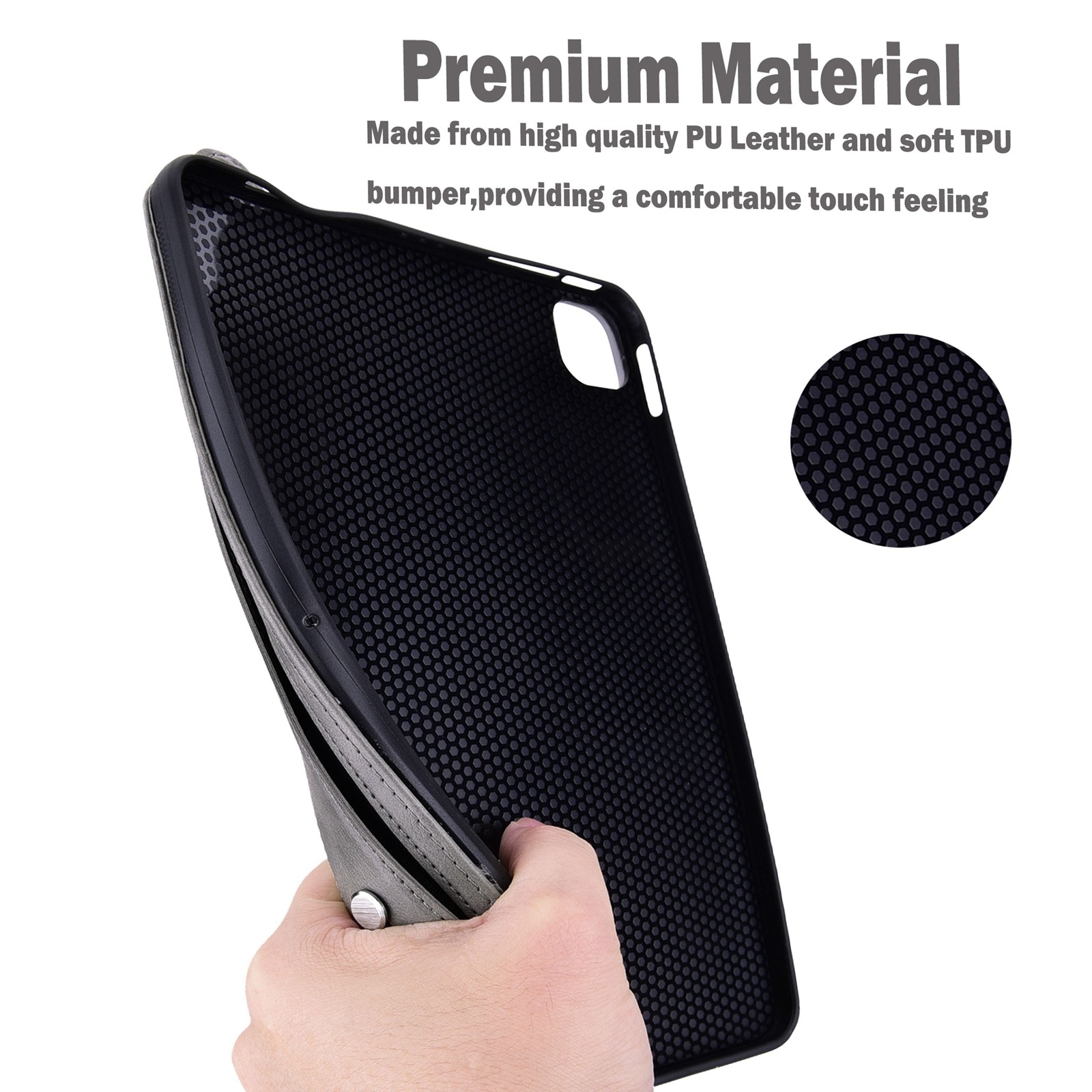 Husa tableta compatibila cu Samsung Galaxy Tab S10 Ultra / S9 Ultra, piele TPU cu bratara, gri